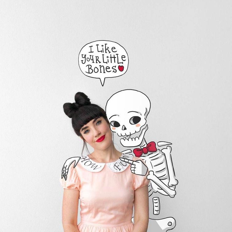 Лорен Карни,Lauren Carne, художница дополняет фотографии рисунками