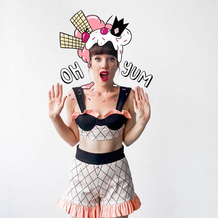 Лорен Карни,Lauren Carne, художница дополняет фотографии рисунками