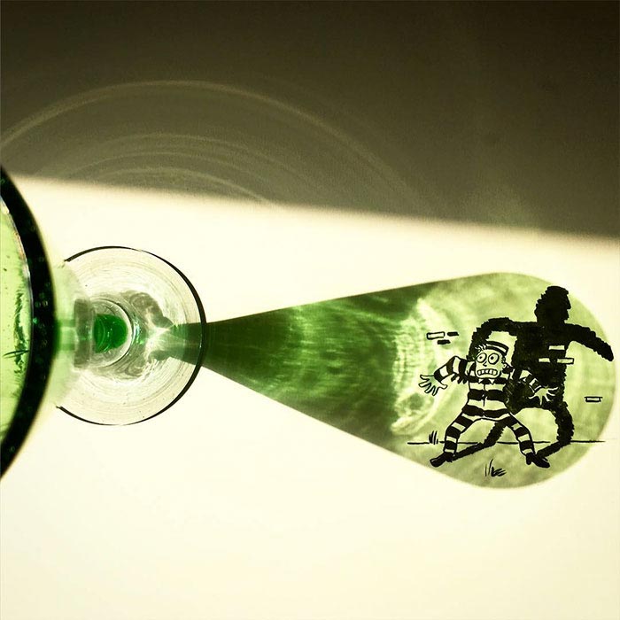 Художник включает тени от повседневных предметов в весёлые иллюстрации Винсент Баль, Vincent Bal, тенелогия, Художник включает тени от повседневных предметов