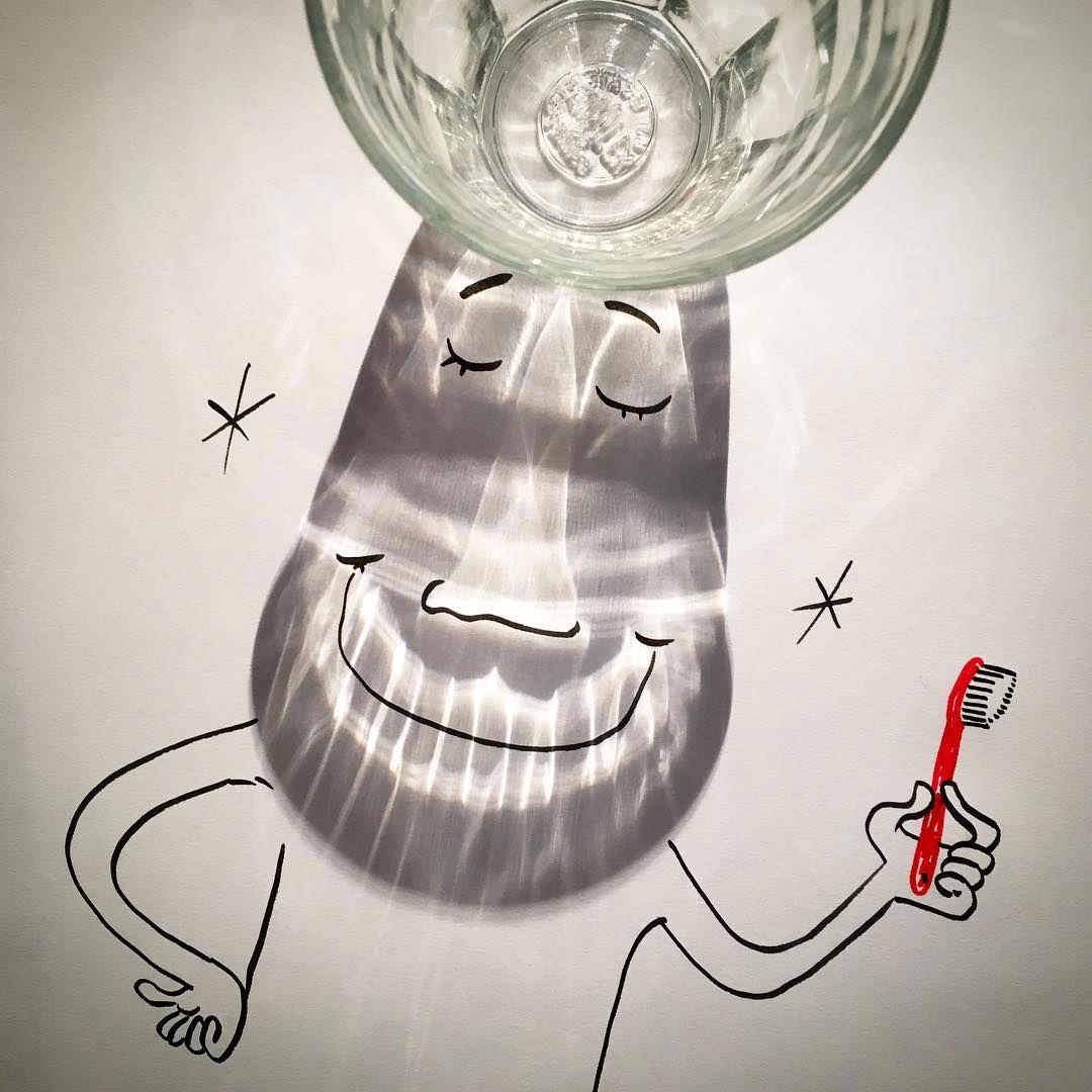 Художник включает тени от повседневных предметов в весёлые иллюстрации Винсент Баль, Vincent Bal, тенелогия, Художник включает тени от повседневных предметов