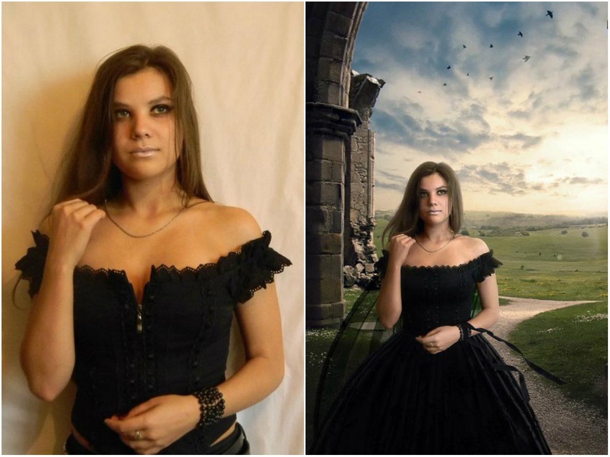 Фотомонтаж до и после