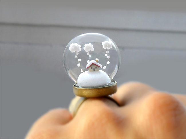 Крошечные миры внутри сказочных колец и подвесок, сделанных в виде террариумов украшения в виде террариумов, украшения с крошечными мирами внутри, украшения со сказкой, Окию, HoKiou