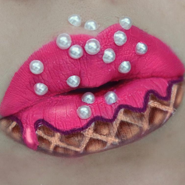 сочный макияж губ, лип арт, яркий макияж губ, оригинальный макияж губ