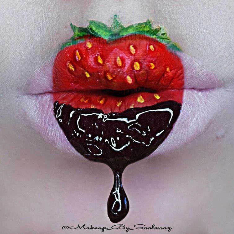 сочный макияж губ, лип арт, яркий макияж губ, оригинальный макияж губ