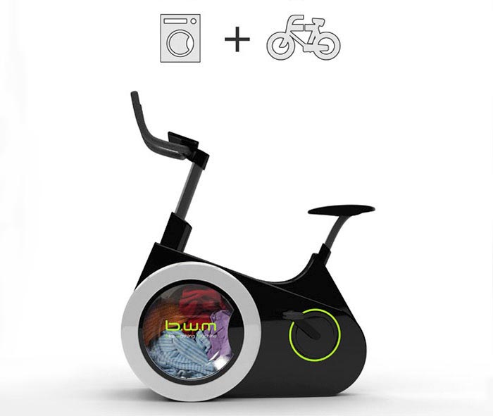 Гениальный велотренажёр, позволяющий терять лишний вес и одновременно стирать вещи BiWa, Bike Washing Machine, B.W.M, BWM, велотренажёр и стиральная машина