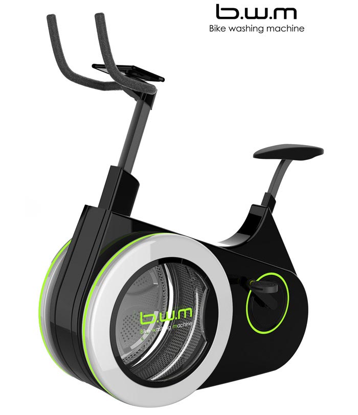 Гениальный велотренажёр, позволяющий терять лишний вес и одновременно стирать вещи BiWa, Bike Washing Machine, B.W.M, BWM, велотренажёр и стиральная машина