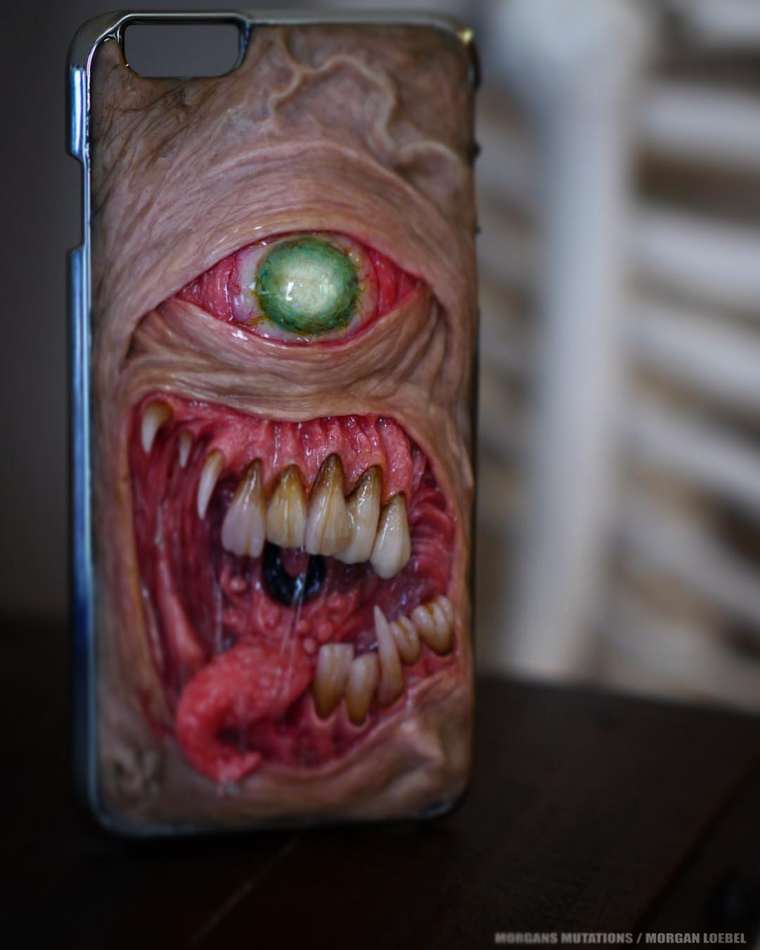 чехлы для смартфонов мутанты, Морган Лоибел,Morgan Loebel, пугающие чехлы для смартфонов, ужасные