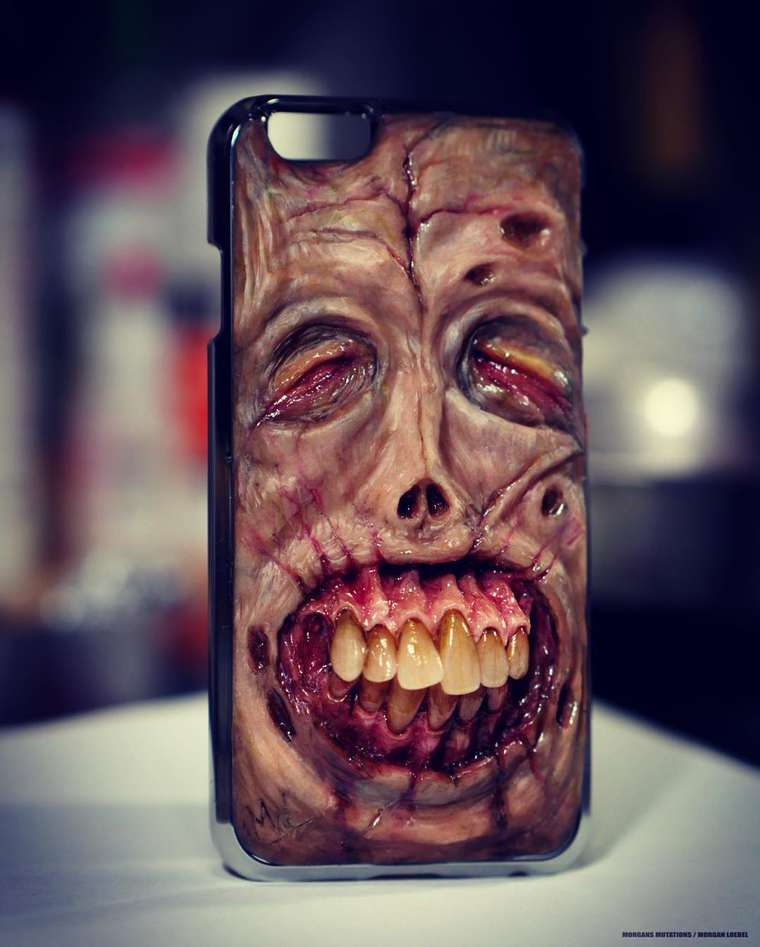 чехлы для смартфонов мутанты, Морган Лоибел,Morgan Loebel, пугающие чехлы для смартфонов, ужасные