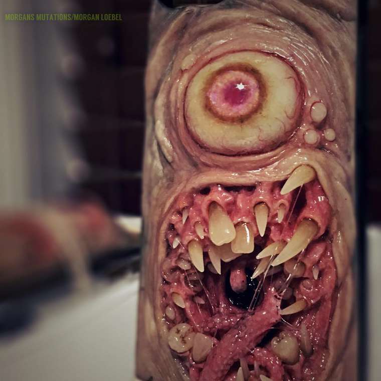 чехлы для смартфонов мутанты, Морган Лоибел,Morgan Loebel, пугающие чехлы для смартфонов, ужасные