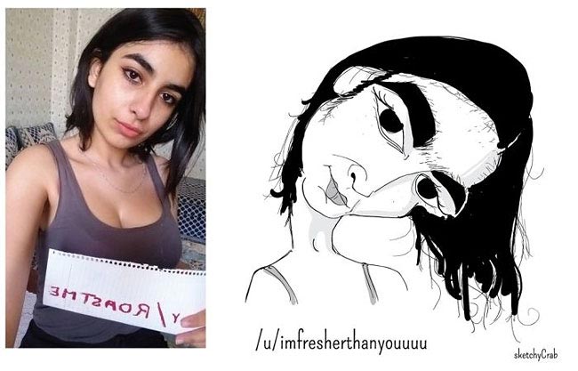 Поджарь меня, roast me, люди просят нарисовать на них карикатуру, sketchyCrab