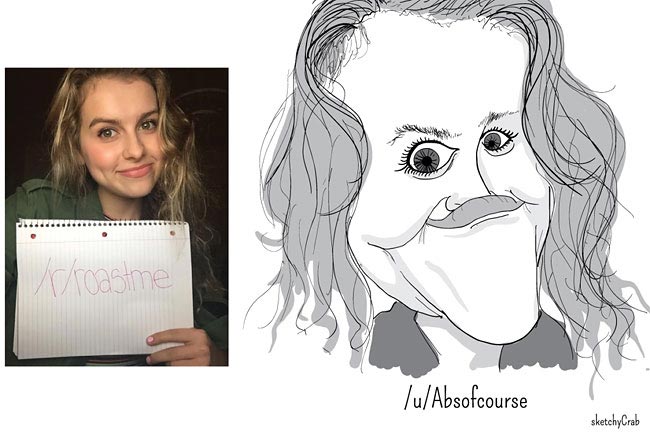 Поджарь меня, roast me, люди просят нарисовать на них карикатуру, sketchyCrab