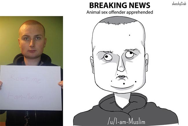 Поджарь меня, roast me, люди просят нарисовать на них карикатуру, sketchyCrab