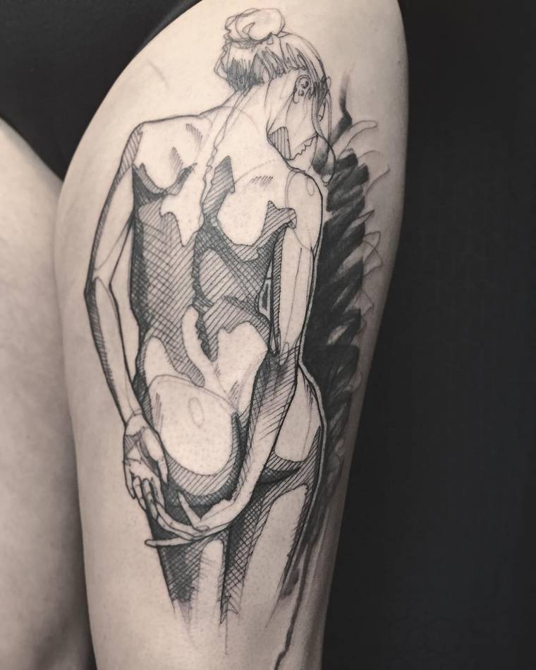 тату в виде эскизов, татуировщик Луазо, L’oiseau tattoo