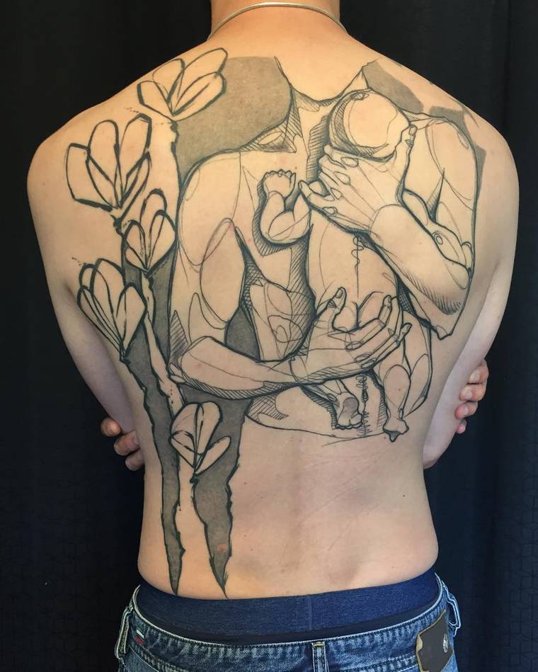 тату в виде эскизов, татуировщик Луазо, L’oiseau tattoo