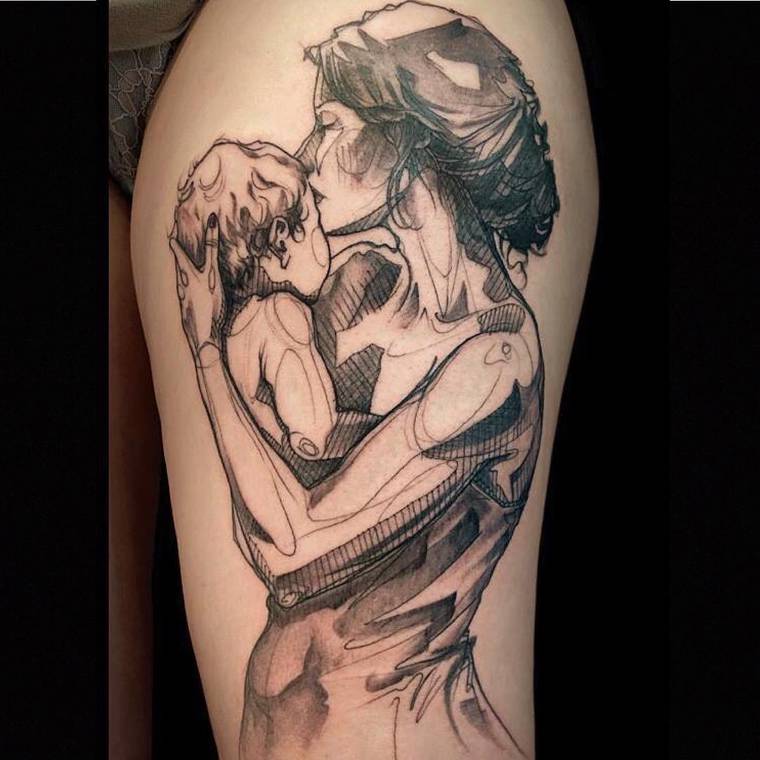 тату в виде эскизов, татуировщик Луазо, L’oiseau tattoo