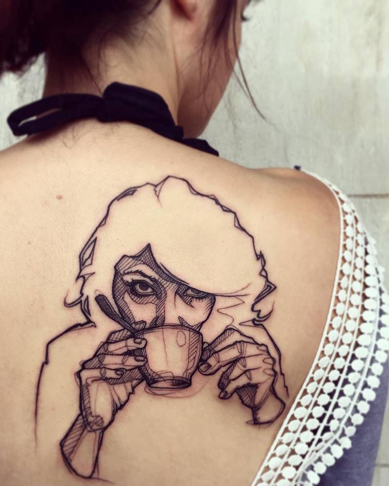 тату в виде эскизов, татуировщик Луазо, L’oiseau tattoo