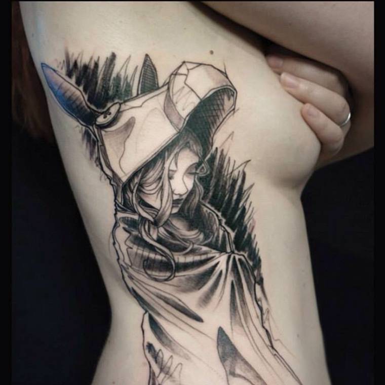 тату в виде эскизов, татуировщик Луазо, L’oiseau tattoo