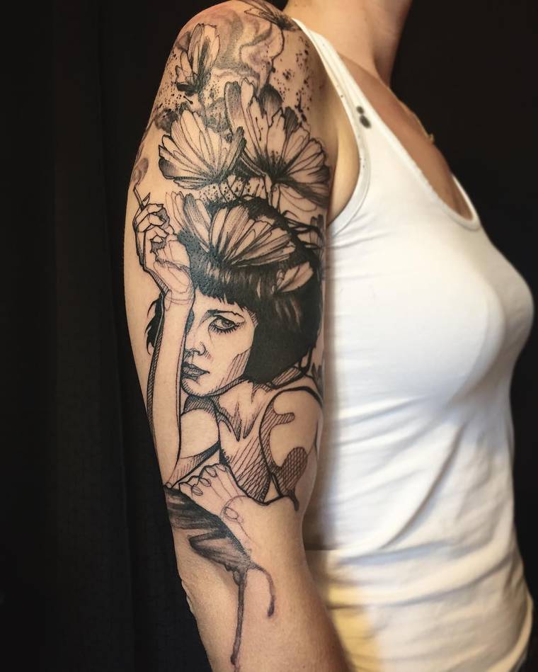 тату в виде эскизов, татуировщик Луазо, L’oiseau tattoo