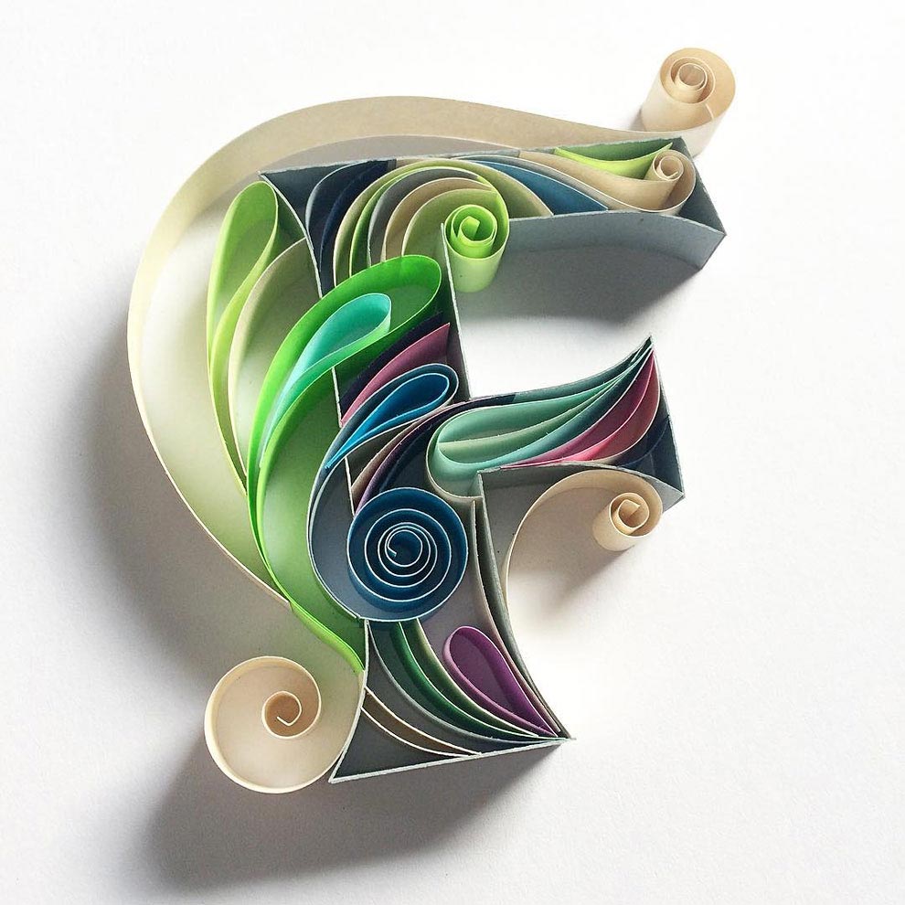 работы из цветной бумаги, бумажная типографии, Сабина Карник, Sabeena Karnik