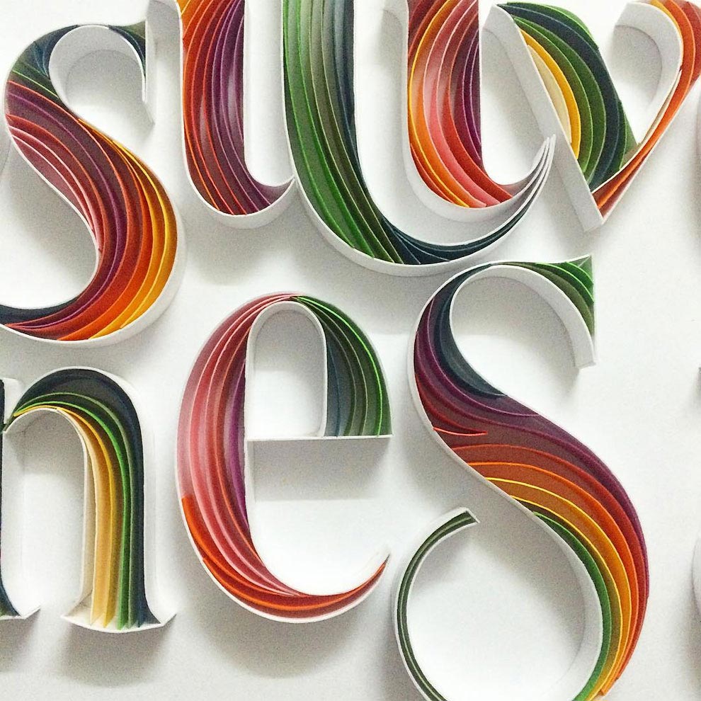 работы из цветной бумаги, бумажная типографии, Сабина Карник, Sabeena Karnik