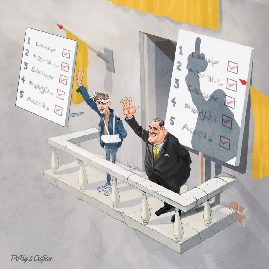 Сатирические иллюстрации, Хория Кришан и Богдан Петри 