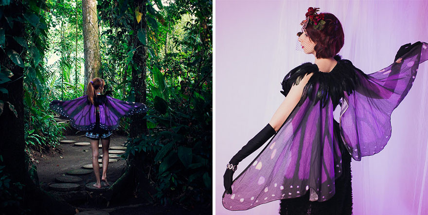 шарф с крыльями бабочек, шары в виде крыльев бабочек