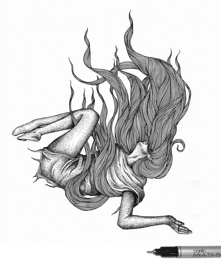 иллюстрации дотворк, двойная экспозиция рисунок, dotwork иллюстрации, Тиаго Бьянкини, Thiago Bianchini