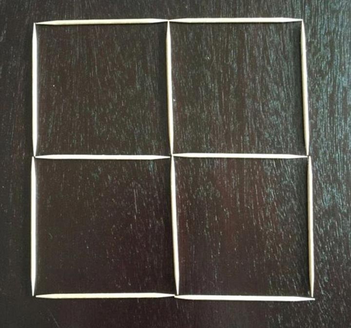 загадка с зубочистками, загадка превратить 4 квадрата в 3, загадка квадраты в 3 хода