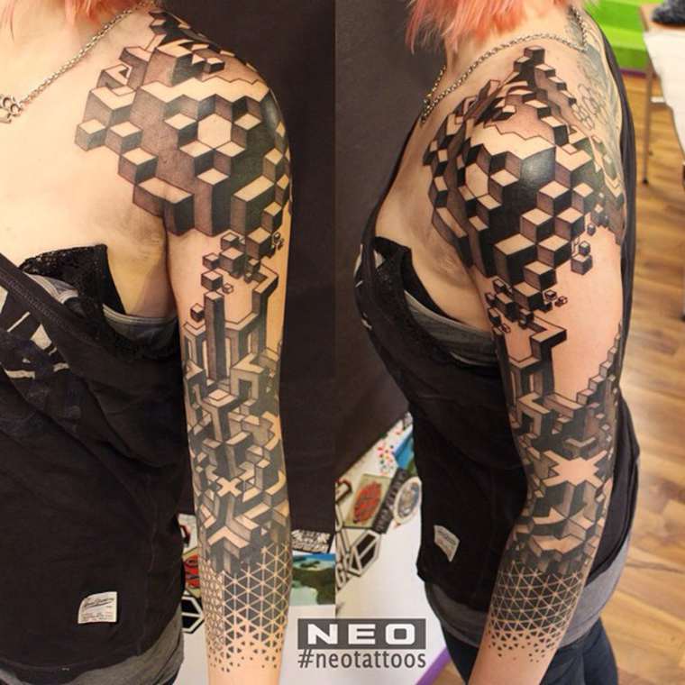 Neo tattoos, геометрические татуировки, тату геометрия