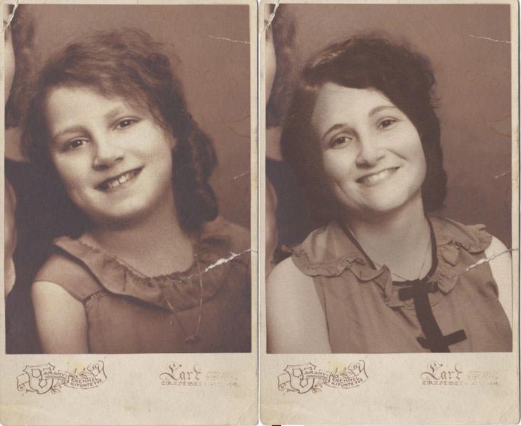 воссоздала фотографии своих родственников, воссоздала семейные фотографии