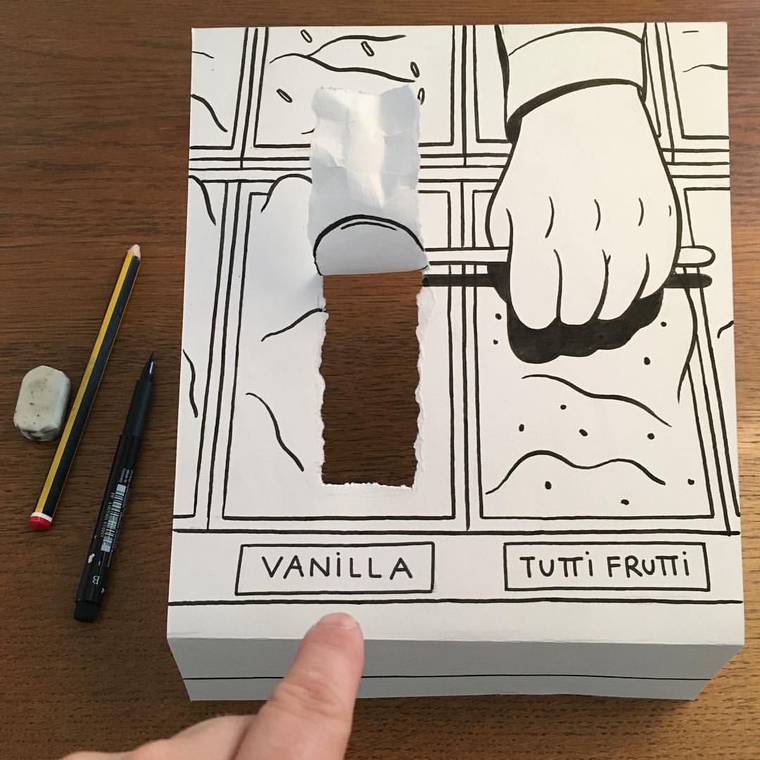 HuskMitNavn, 3D-постановки из бумаги, 3D-рисунки из бумаги