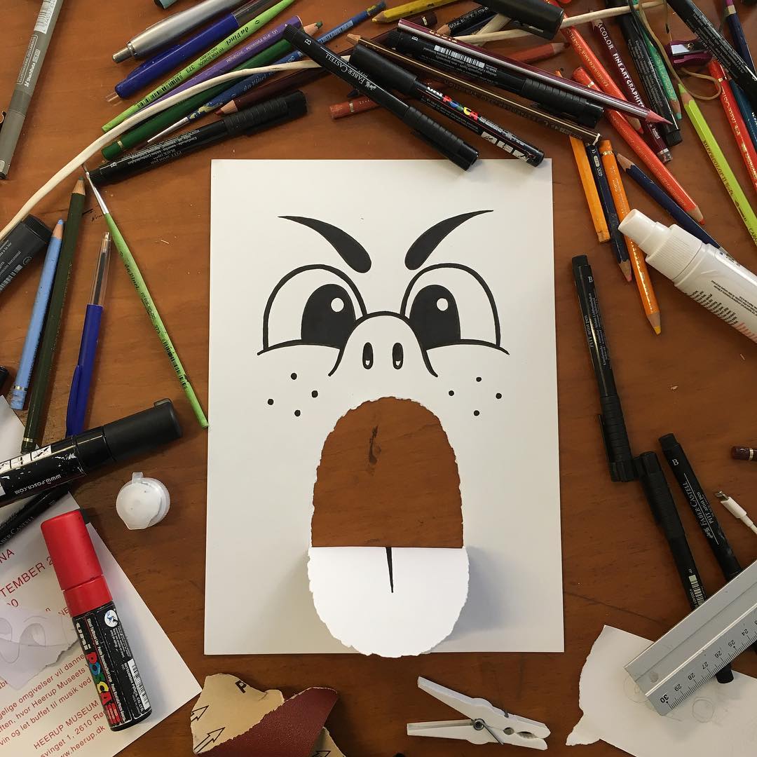 HuskMitNavn, 3D-постановки из бумаги, 3D-рисунки из бумаги