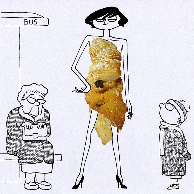 Массимо Фенати, Massimo Fenati, художник включает еду в свои иллюстрации