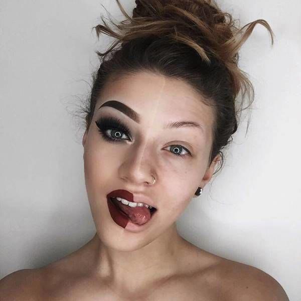 до и после макияжа, 