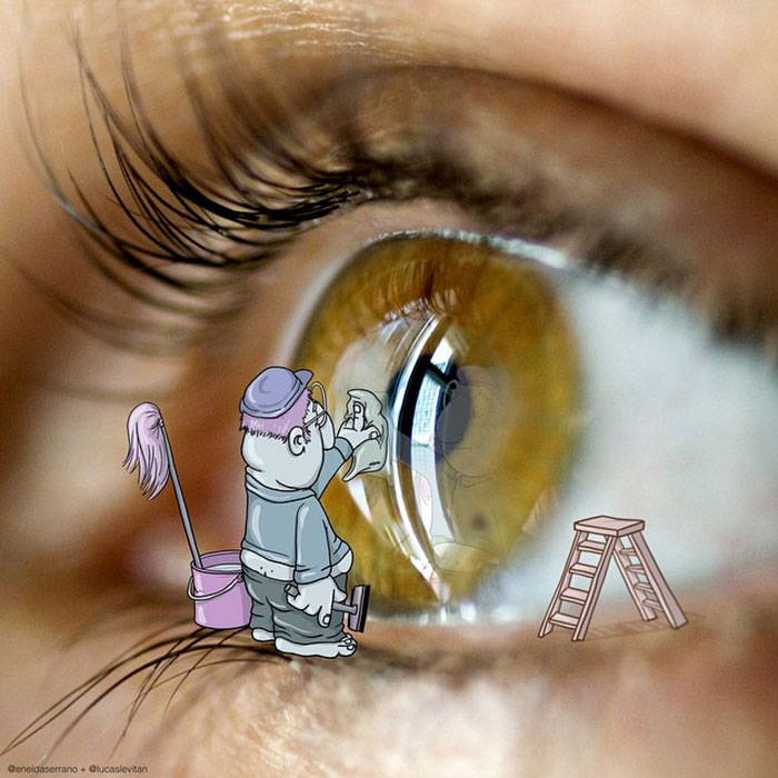 Художник добавляет иллюстрации к фотографиям из интернета, Лукас Левитан, Lucas Levitan