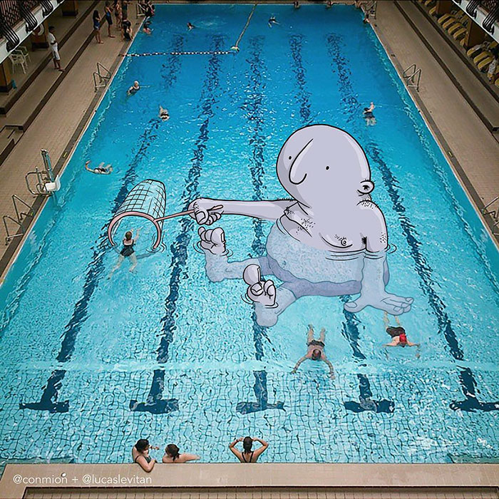 Художник добавляет иллюстрации к фотографиям из интернета, Лукас Левитан, Lucas Levitan