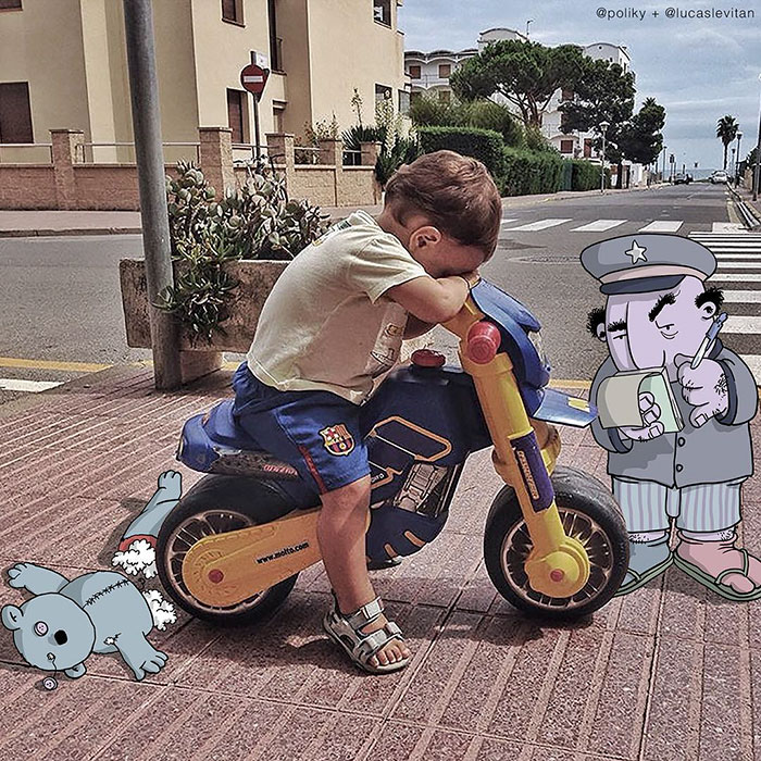 Художник добавляет иллюстрации к фотографиям из интернета, Лукас Левитан, Lucas Levitan