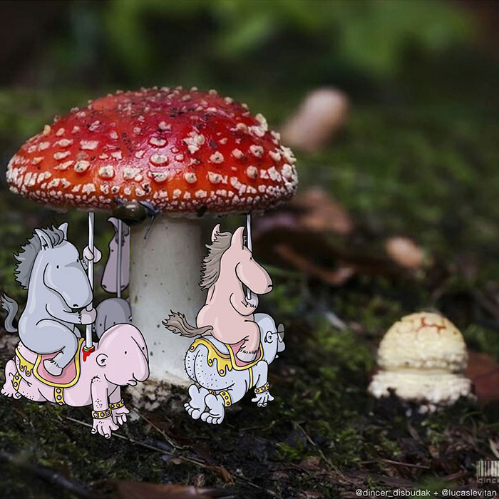 Художник добавляет иллюстрации к фотографиям из интернета, Лукас Левитан, Lucas Levitan