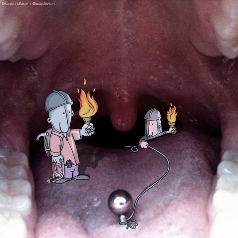 Художник добавляет иллюстрации к фотографиям из интернета, Лукас Левитан, Lucas Levitan