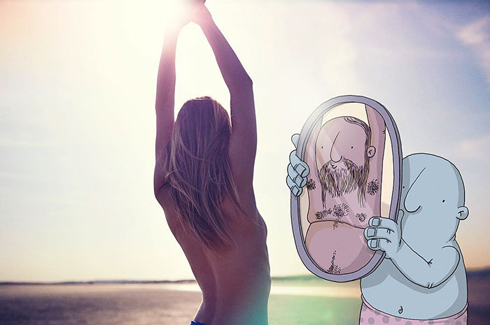 Художник добавляет иллюстрации к фотографиям из интернета, Лукас Левитан, Lucas Levitan