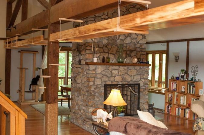 дом для семи кошек, кошкофицированный дом, дом для кошек из дерева