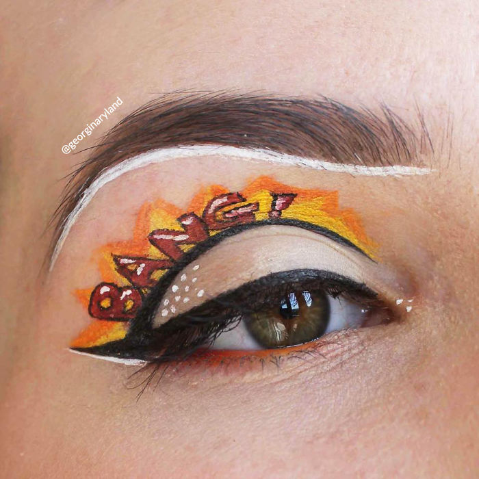 Визажист рисует мини-шедевры на своих веках, крохотные картины на глазах, Джорджина Риланд