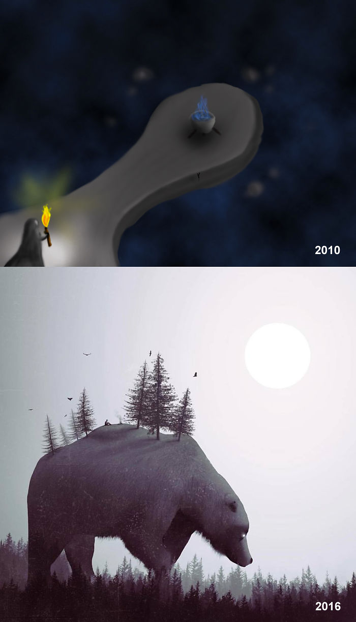 как выглядели работы художников в вначале их творчества и сегодня, прогресс художников