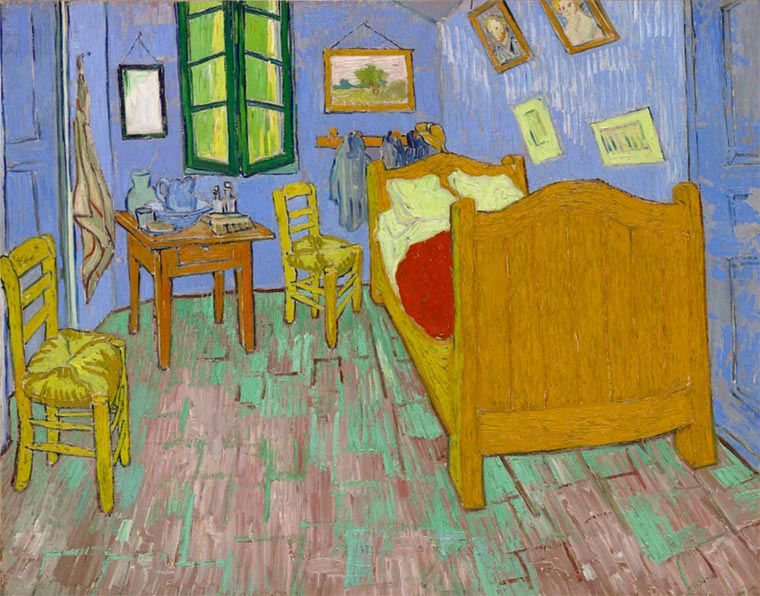 поспать в картине Ван Гога, воссозданная комната Ван Гога, картина Ван Гога воссозданная комната, Спальня в Арле реальная комната