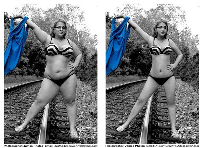 Thinner Beauty, модели плюс худеют фотошоп, цифровая липосакция, похудеть при помощи фотошопа