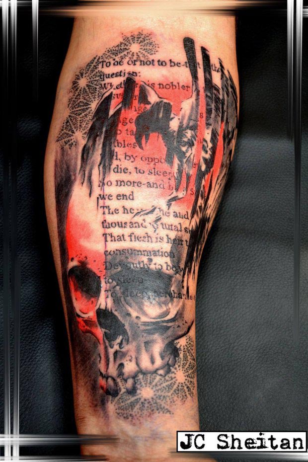 протез с тату-машинкой, ДжейСи Шейтан Тенет, JC Sheitan Tenet, татуировщик без руки, татуировщик с ампутированной рукой