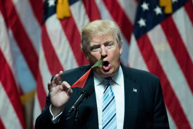 Трамп показывает фокусы, художник заставил Трампа показывать фокусы