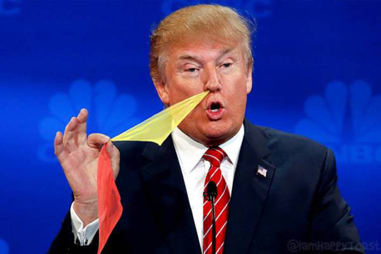 Трамп показывает фокусы, художник заставил Трампа показывать фокусы