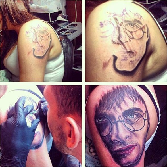 тату в стиле Гарри Поттера, тату Гарри Поттер люминесцентноая краска, секретная татуировка Гарри Поттер