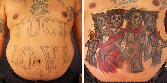 идеи перекрытия татуировок, кавер-ап тату примеры, cover up tattoo, татуировки до и после кавер-ап